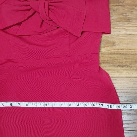 Sam Edelman Red Bow Front Sheath Strapless Dress Size 10 - Picture 5 of 13
